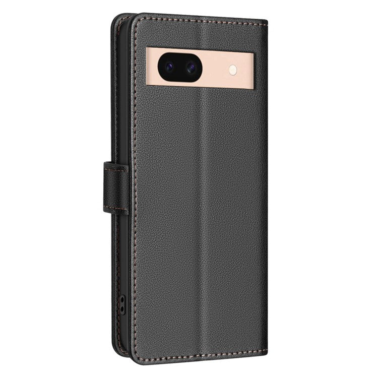 BINFEN COLOR BF32 For Google Pixel 8a Mobile Phone Case Litchi Texture RFID Blocking Leather Stand Cover - Black
