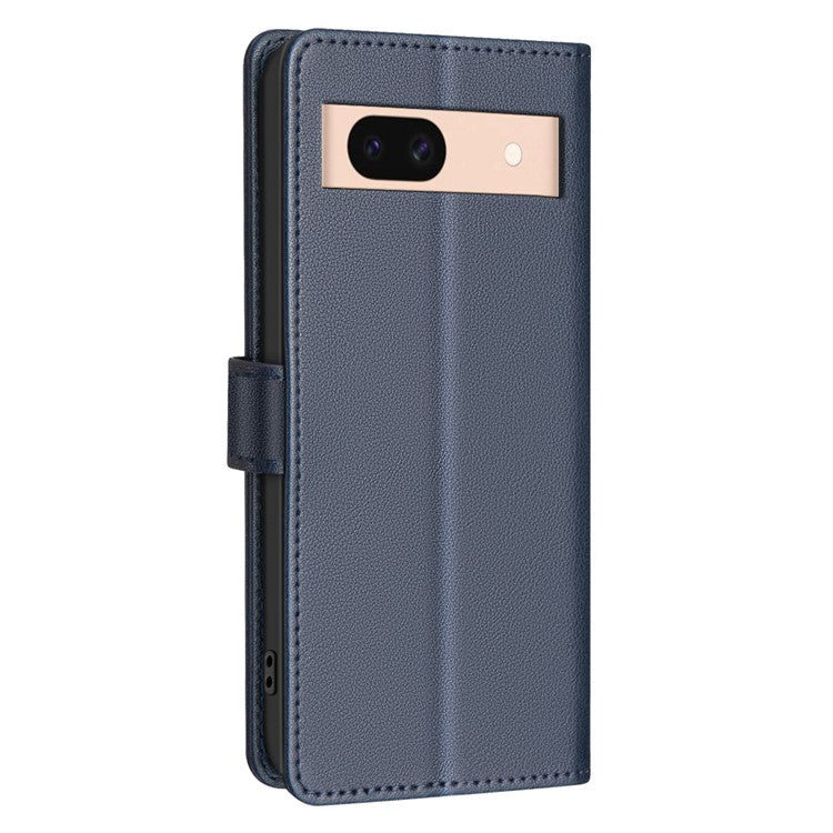 BINFEN COLOR BF32 For Google Pixel 8a Mobile Phone Case Litchi Texture RFID Blocking Leather Stand Cover - Blue