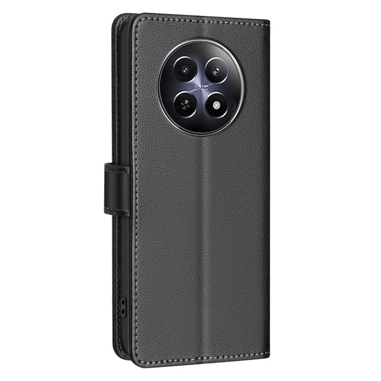BINFEN COLOR BF32 For Realme 12 5G Anti-Scratch Phone Case RFID Blocking Litchi Texture Leather Cover - Black