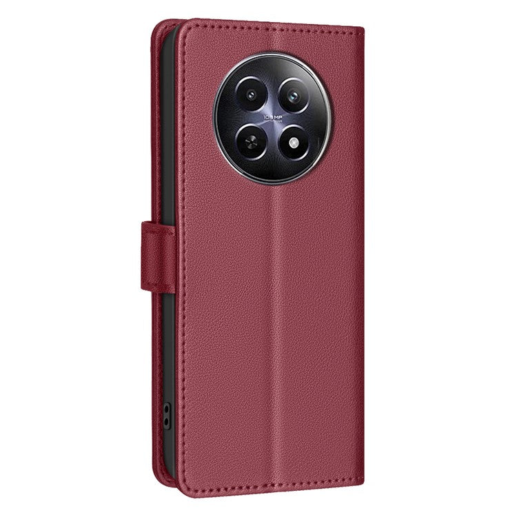 BINFEN COLOR BF32 For Realme 12 5G Anti-Scratch Phone Case RFID Blocking Litchi Texture Leather Cover - Red