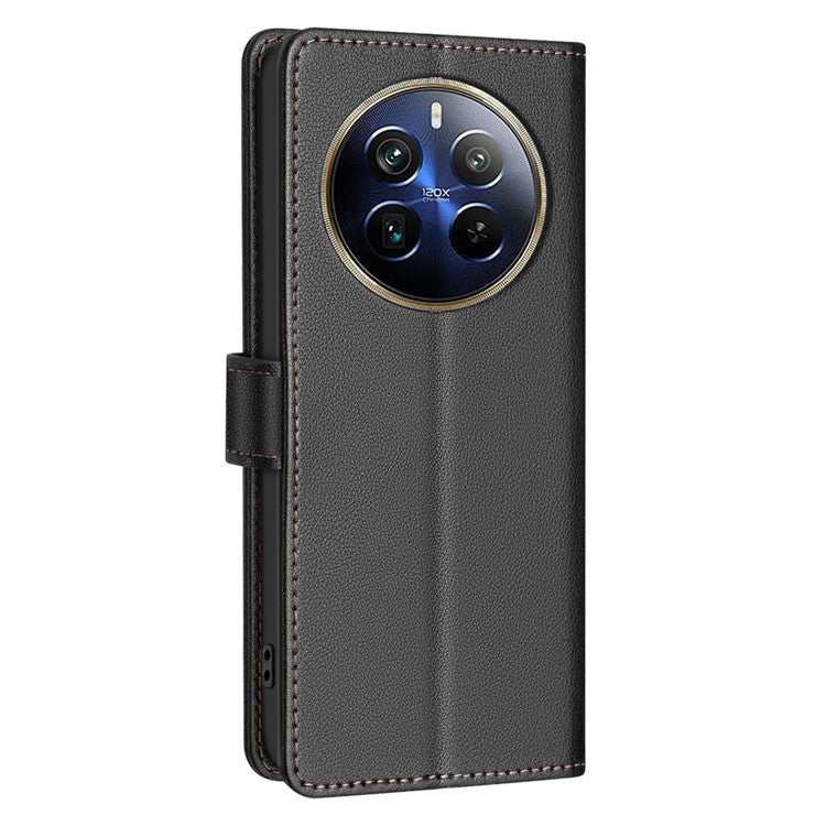 BINFEN COLOR BF32 For Realme 12 Pro+ 5G / 12 Pro 5G Phone Case Litchi Texture RFID Blocking Leather Phone Cover - Black