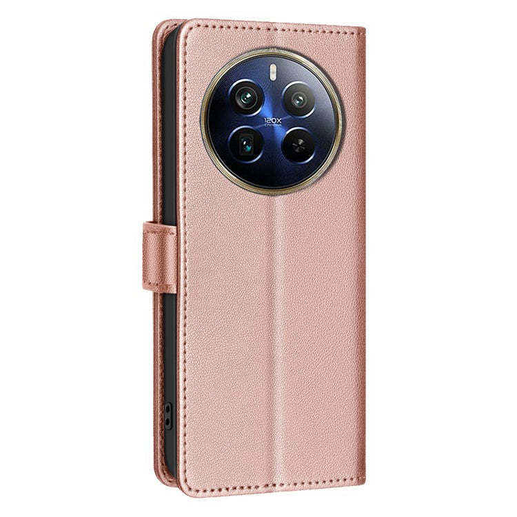 BINFEN COLOR BF32 For Realme 12 Pro+ 5G / 12 Pro 5G Phone Case Litchi Texture RFID Blocking Leather Phone Cover - Rose Gold