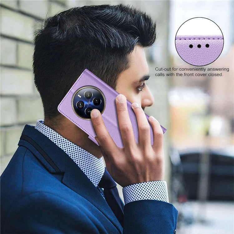 BINFEN COLOR BF32 For Realme 12 Pro+ 5G / 12 Pro 5G Phone Case Litchi Texture RFID Blocking Leather Phone Cover - Purple