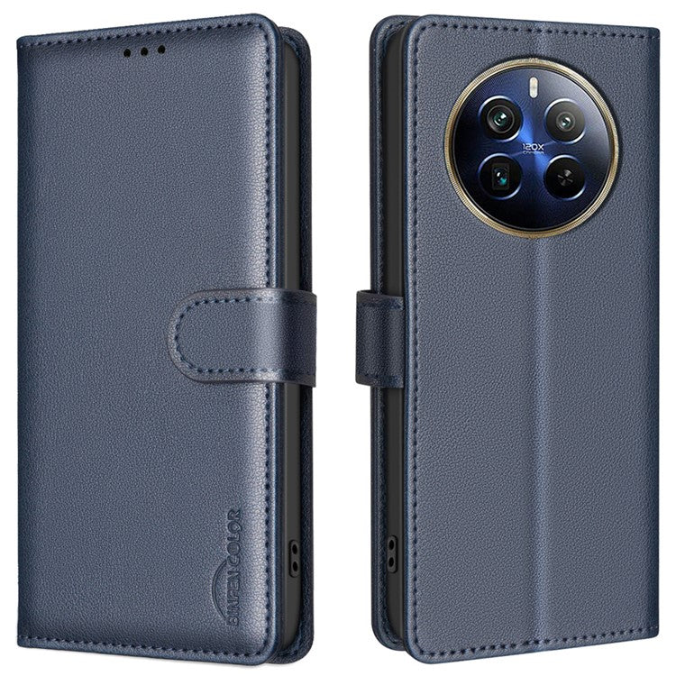 BINFEN COLOR BF32 For Realme 12 Pro+ 5G / 12 Pro 5G Phone Case Litchi Texture RFID Blocking Leather Phone Cover - Blue