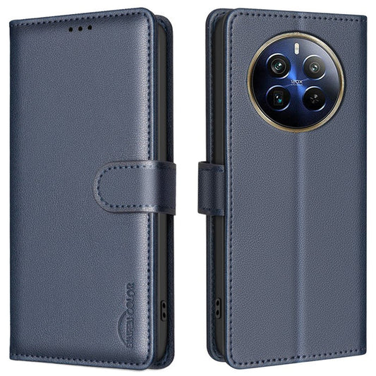 BINFEN COLOR BF32 For Realme 12 Pro+ 5G / 12 Pro 5G Phone Case Litchi Texture RFID Blocking Leather Phone Cover - Blue