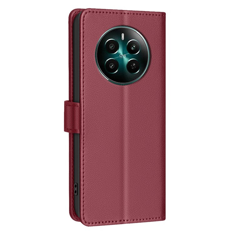 BINFEN COLOR BF32 For Realme 12 4G / 12+ 5G Cell Phone Case Litchi Texture RFID Blocking Leather Phone Cover - Red