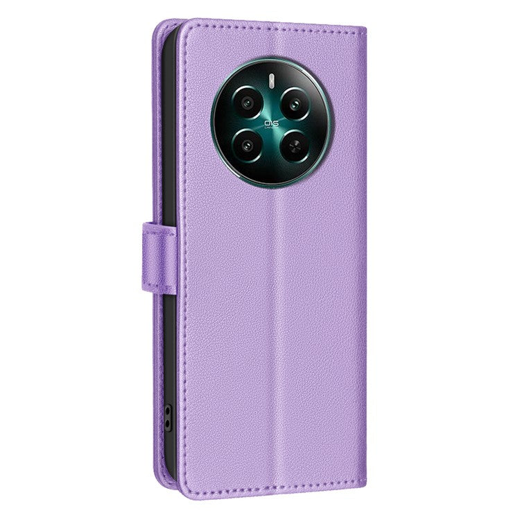 BINFEN COLOR BF32 For Realme 12 4G / 12+ 5G Cell Phone Case Litchi Texture RFID Blocking Leather Phone Cover - Purple