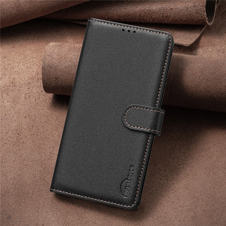 BINFEN COLOR BF32 For vivo Y38 5G / Y200i 5G Phone Case Litchi Texture RFID Blocking Leather Phone Cover - Black