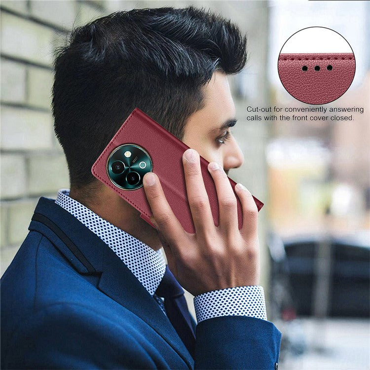 BINFEN COLOR BF32 For vivo Y38 5G / Y200i 5G Phone Case Litchi Texture RFID Blocking Leather Phone Cover - Red