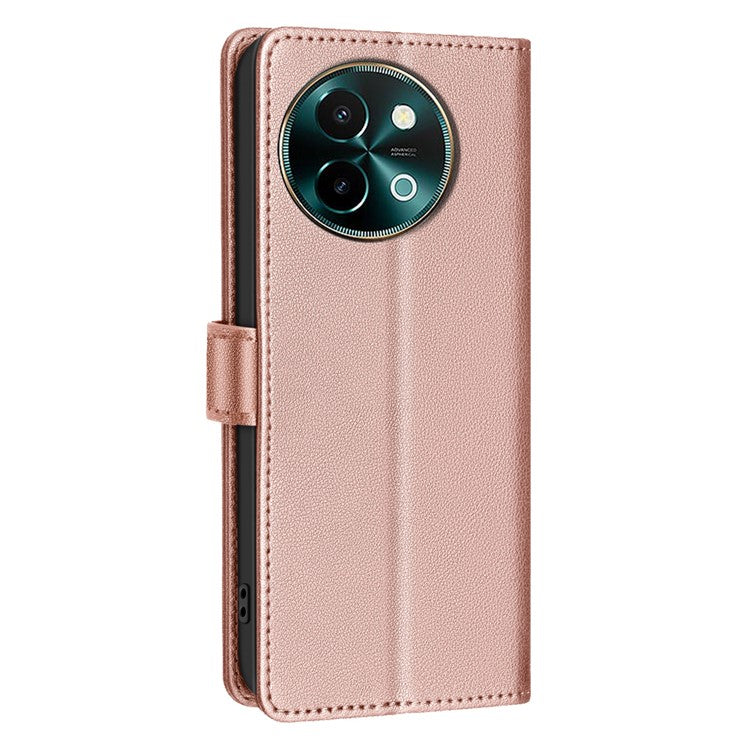 BINFEN COLOR BF32 For vivo Y38 5G / Y200i 5G Phone Case Litchi Texture RFID Blocking Leather Phone Cover - Rose Gold