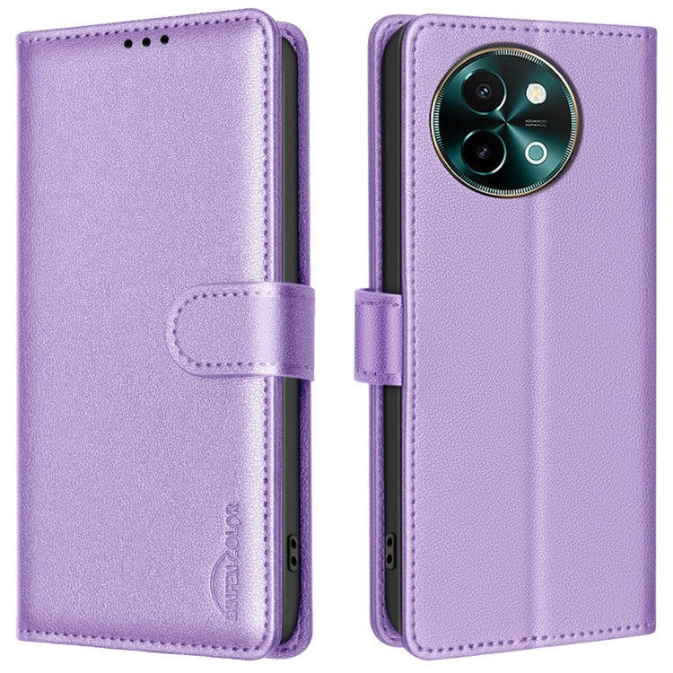 BINFEN COLOR BF32 For vivo Y38 5G / Y200i 5G Phone Case Litchi Texture RFID Blocking Leather Phone Cover - Purple