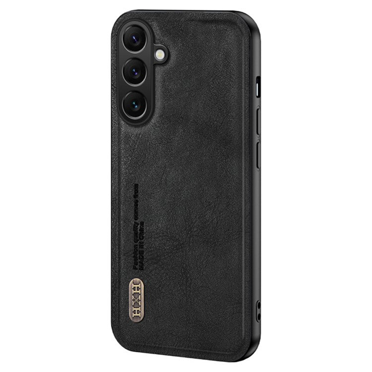 For Samsung Galaxy M55 5G / C55 5G / F55 5G Case Frosted TPU+PU Phone Cover with Built-In Metal Sheet - Black