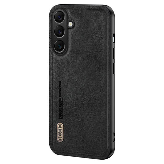 For Samsung Galaxy M55 5G / C55 5G / F55 5G Case Frosted TPU+PU Phone Cover with Built-In Metal Sheet - Black