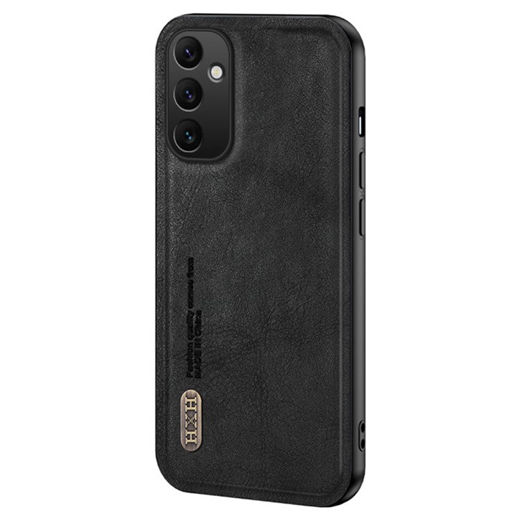 For Samsung Galaxy M14 5G Case Matte TPU+PU Phone Cover Support Magnetic Car Holder - Black
