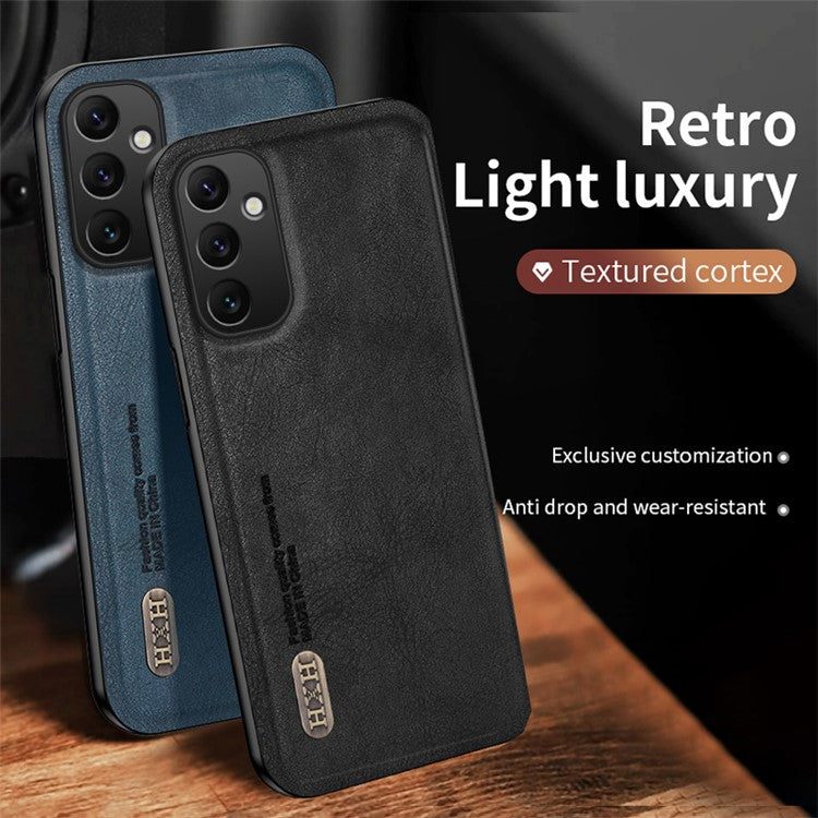 For Samsung Galaxy M14 5G Case Matte TPU+PU Phone Cover Support Magnetic Car Holder - Black