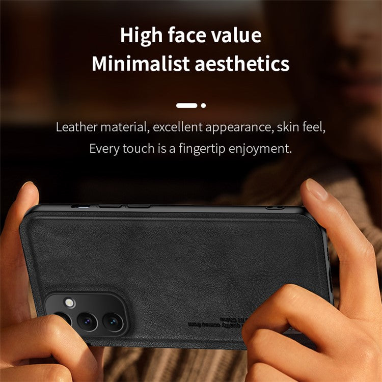 For Samsung Galaxy M14 5G Case Matte TPU+PU Phone Cover Support Magnetic Car Holder - Blue