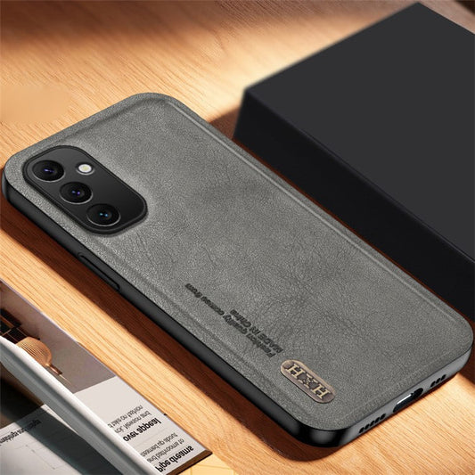 For Samsung Galaxy M14 5G Case Matte TPU+PU Phone Cover Support Magnetic Car Holder - Grey