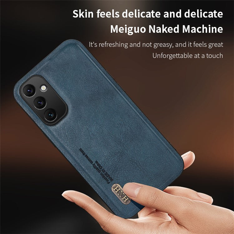 For Samsung Galaxy M14 5G Case Matte TPU+PU Phone Cover Support Magnetic Car Holder - Brown