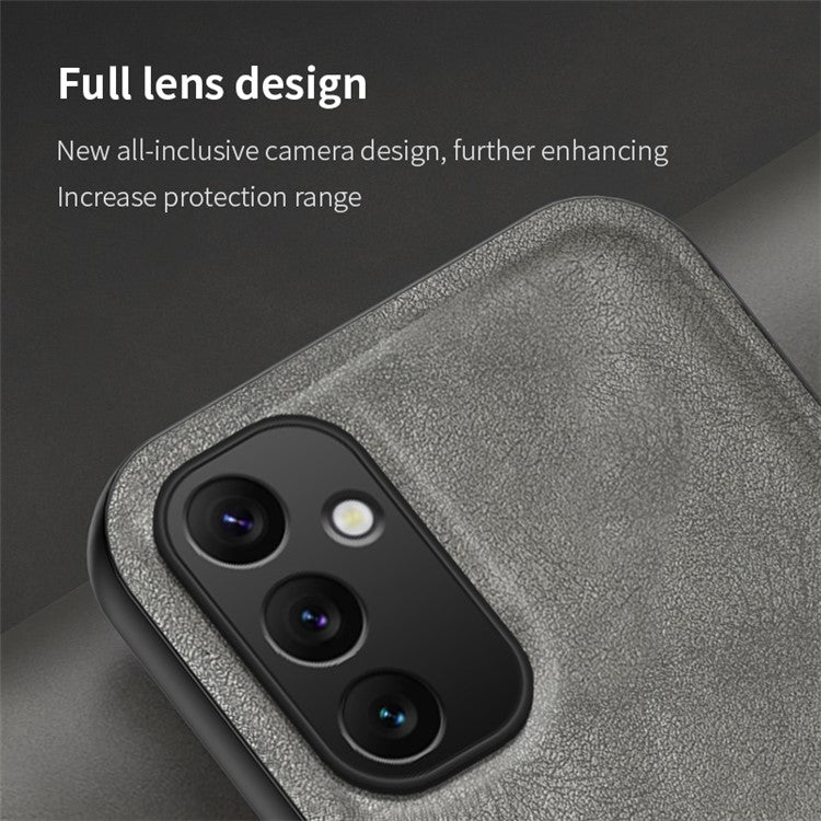 For Samsung Galaxy M14 5G Case Matte TPU+PU Phone Cover Support Magnetic Car Holder - Brown