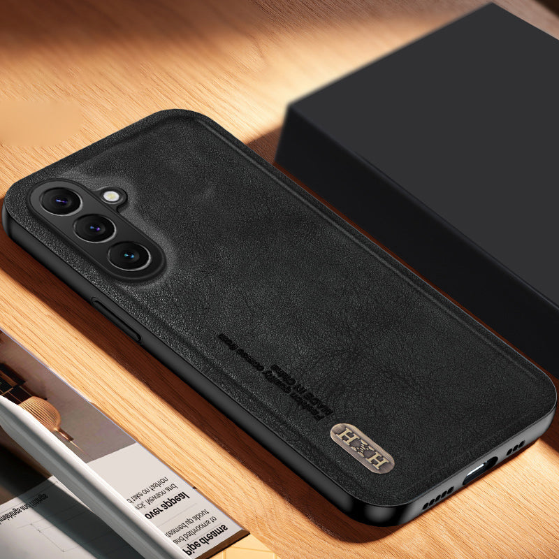 For Samsung Galaxy M34 5G / F34 5G Case Matte Texture TPU+Leather Phone Cover Non-Slip Shockproof - Black