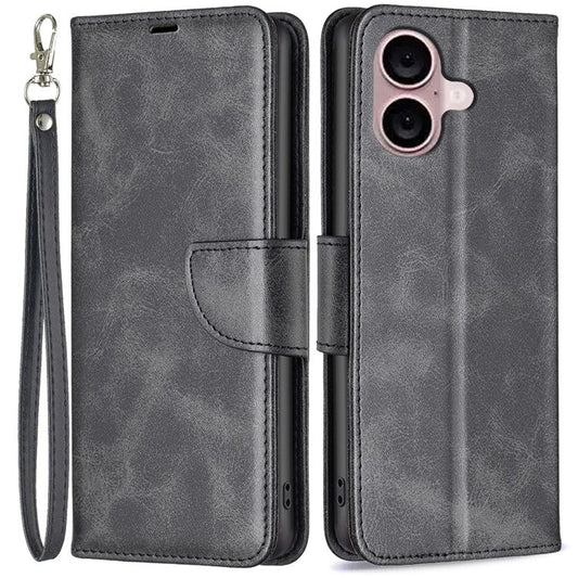 For iPhone 16 Case Shockproof Leather Stand Wallet Mobile Phone Cover - Black