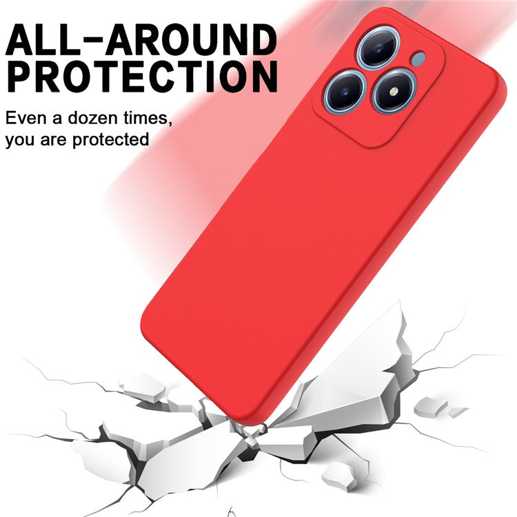 For Realme C63 4G / Narzo N63 4G Slim Case Liquid Silicone Phone Cover with Wrist Strap - Red