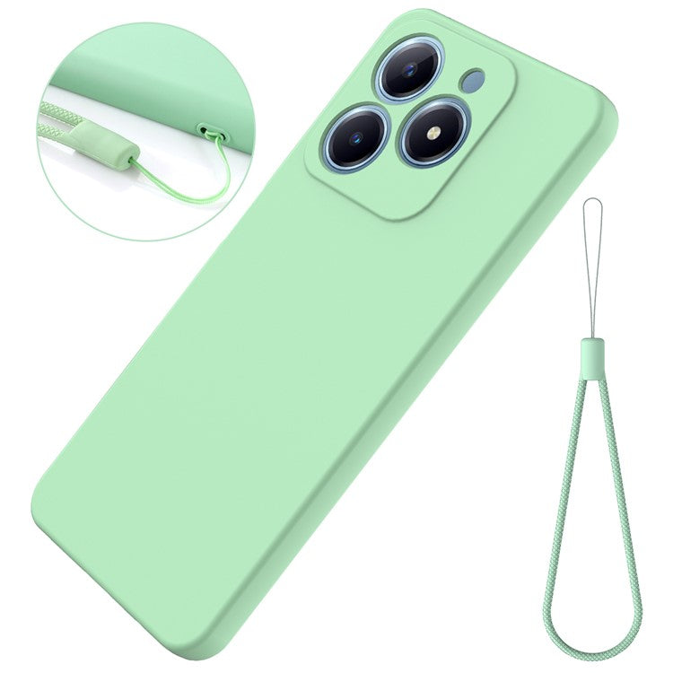 For Realme C63 4G / Narzo N63 4G Slim Case Liquid Silicone Phone Cover with Wrist Strap - Green