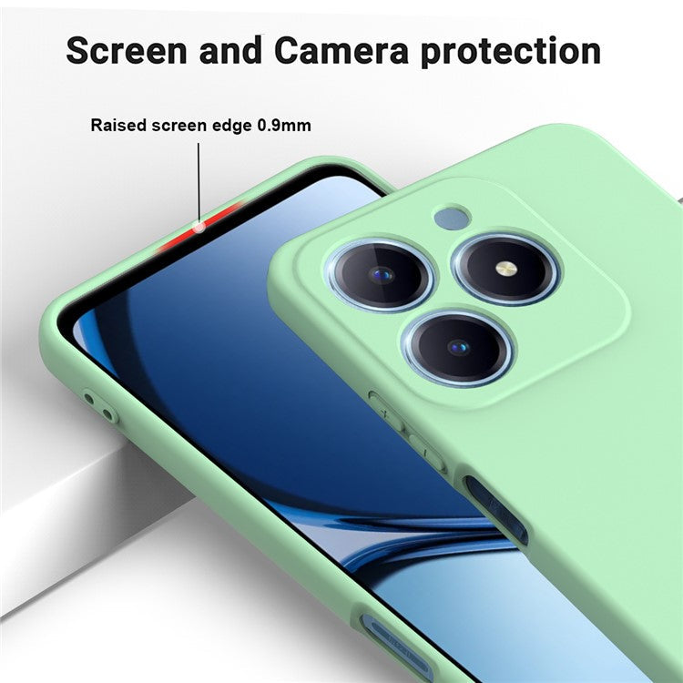 For Realme C63 4G / Narzo N63 4G Slim Case Liquid Silicone Phone Cover with Wrist Strap - Green