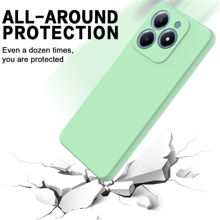 For Realme C63 4G / Narzo N63 4G Slim Case Liquid Silicone Phone Cover with Wrist Strap - Green
