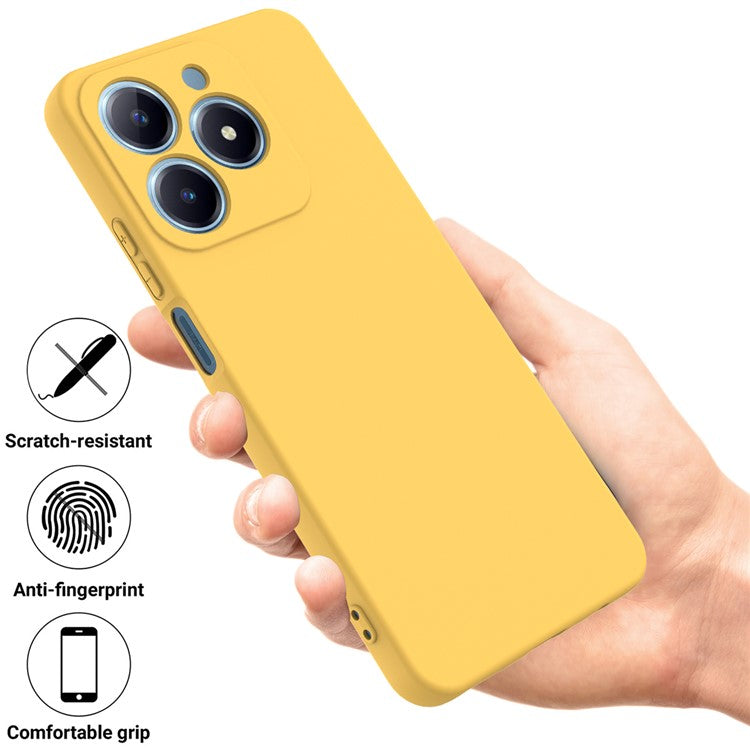 For Realme C63 4G / Narzo N63 4G Slim Case Liquid Silicone Phone Cover with Wrist Strap - Yellow