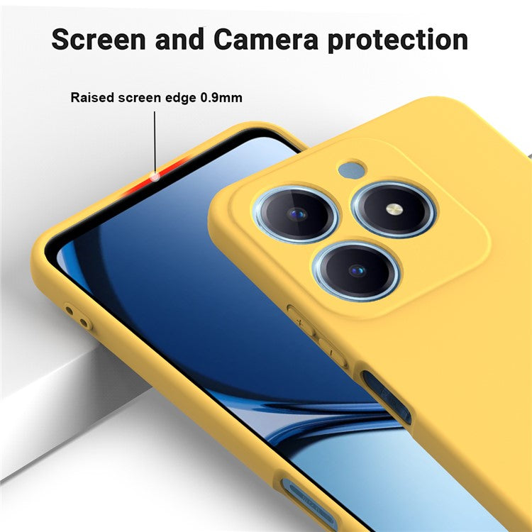 For Realme C63 4G / Narzo N63 4G Slim Case Liquid Silicone Phone Cover with Wrist Strap - Yellow