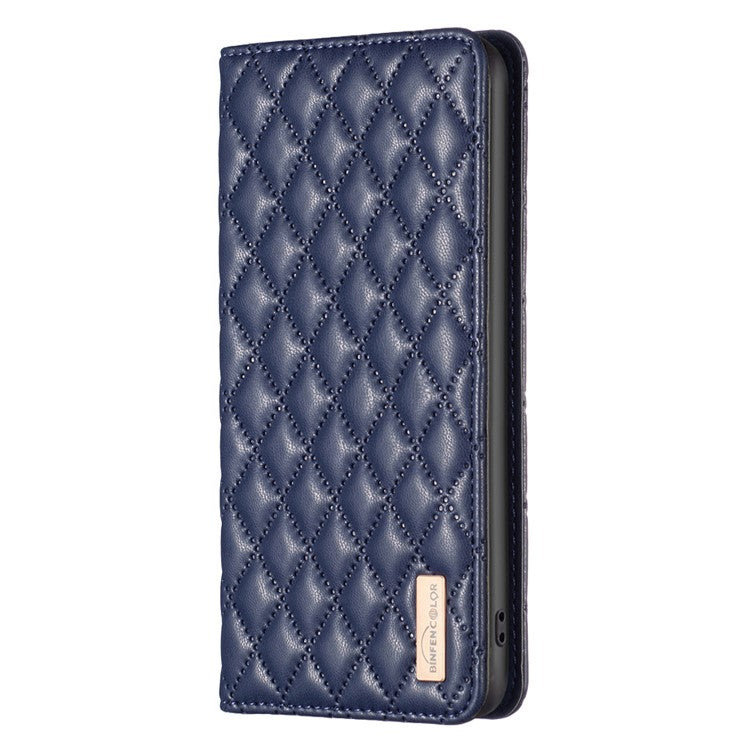 BINFEN COLOR BF Style-16 For Samsung Galaxy S24 FE Stand Phone Case PU Leather Phone Cover with Card Slots - Blue