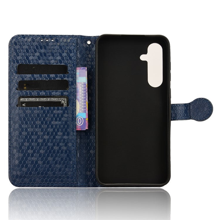 For Samsung Galaxy F55 5G  /  M55 5G  /  C55 5G	 Case Dot Pattern PU Leather Folio Flip Wallet Phone Cover - Dark Blue