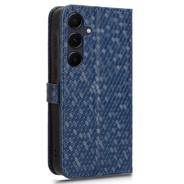 For Samsung Galaxy F55 5G  /  M55 5G  /  C55 5G	 Case Dot Pattern PU Leather Folio Flip Wallet Phone Cover - Dark Blue