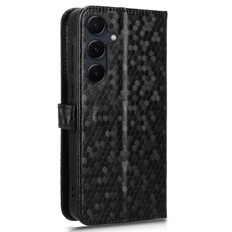 For Samsung Galaxy F55 5G  /  M55 5G  /  C55 5G	 Case Dot Pattern PU Leather Folio Flip Wallet Phone Cover - Black
