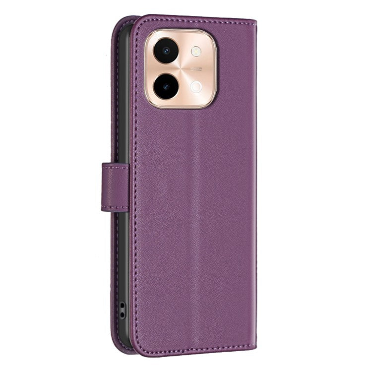 BINFEN COLOR BF17 For vivo Y28 4G Case Wallet PU Leather Phone Cover with Stand - Dark Purple