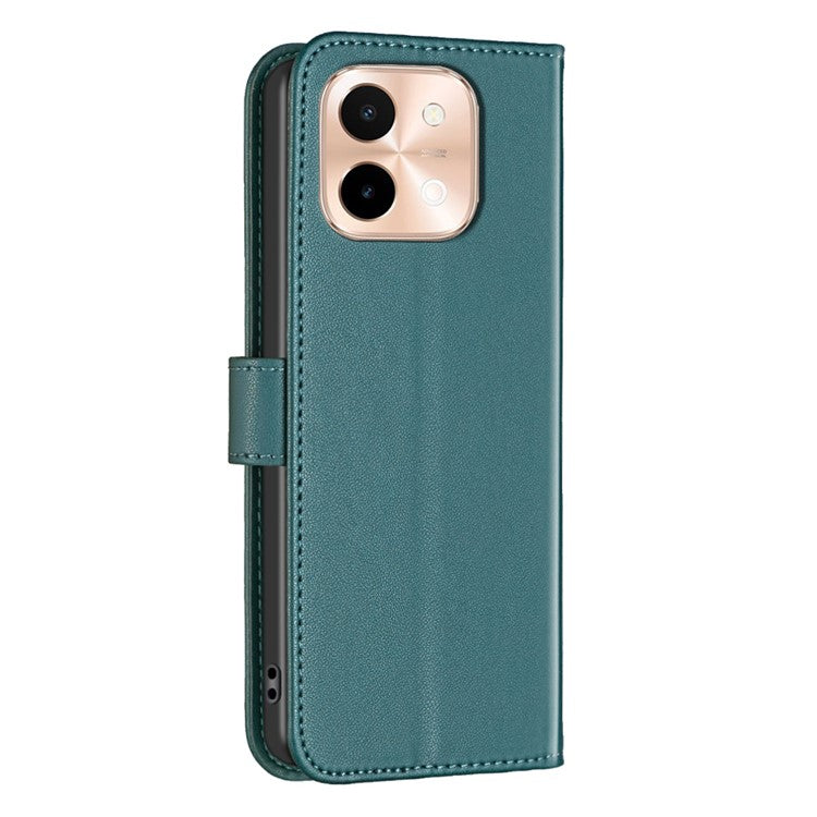 BINFEN COLOR BF17 For vivo Y28 4G Case Wallet PU Leather Phone Cover with Stand - Green