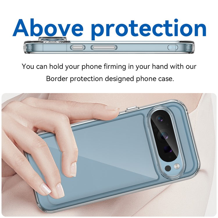 For Google Pixel 9 Pro XL Clear Case Electroplating Buttons (Big Rear Lens Hole)