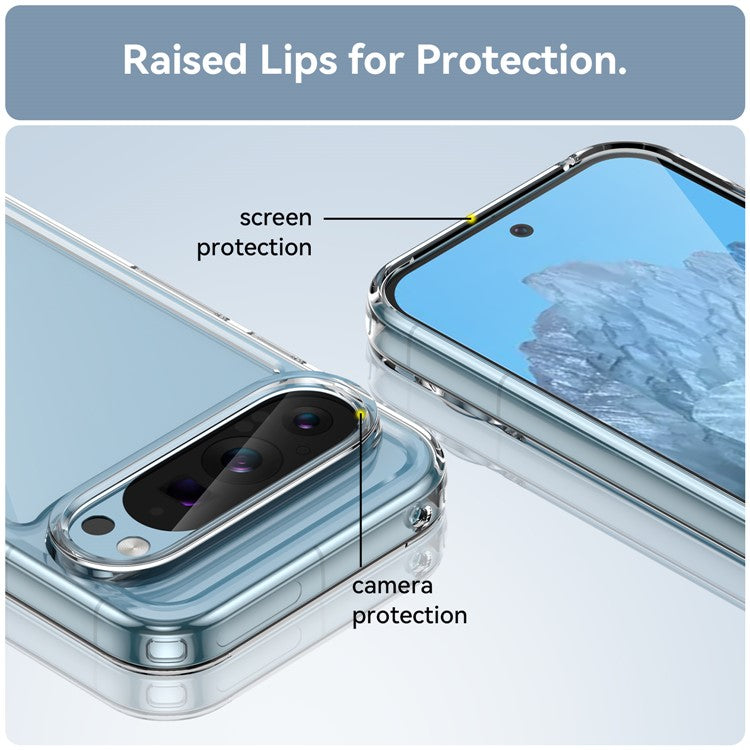 For Google Pixel 9 Pro XL Clear Case Electroplating Buttons (Big Rear Lens Hole)