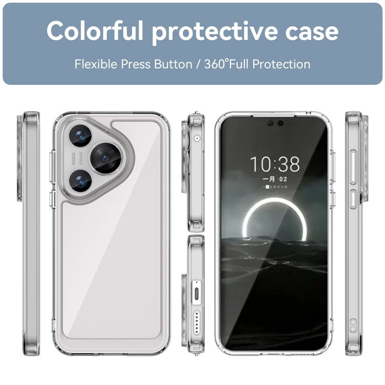 For Huawei Pura 70 Case Electroplated Buttons Ultra-Clear Phone Cover (Big Rear Lens Hole)