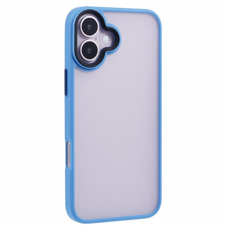 For iPhone 16 Cover Skin-Feel Matte Anti-Scratch PC+TPU Phone Case - Sky Blue