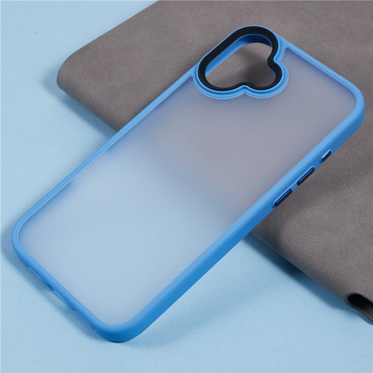 For iPhone 16 Cover Skin-Feel Matte Anti-Scratch PC+TPU Phone Case - Sky Blue