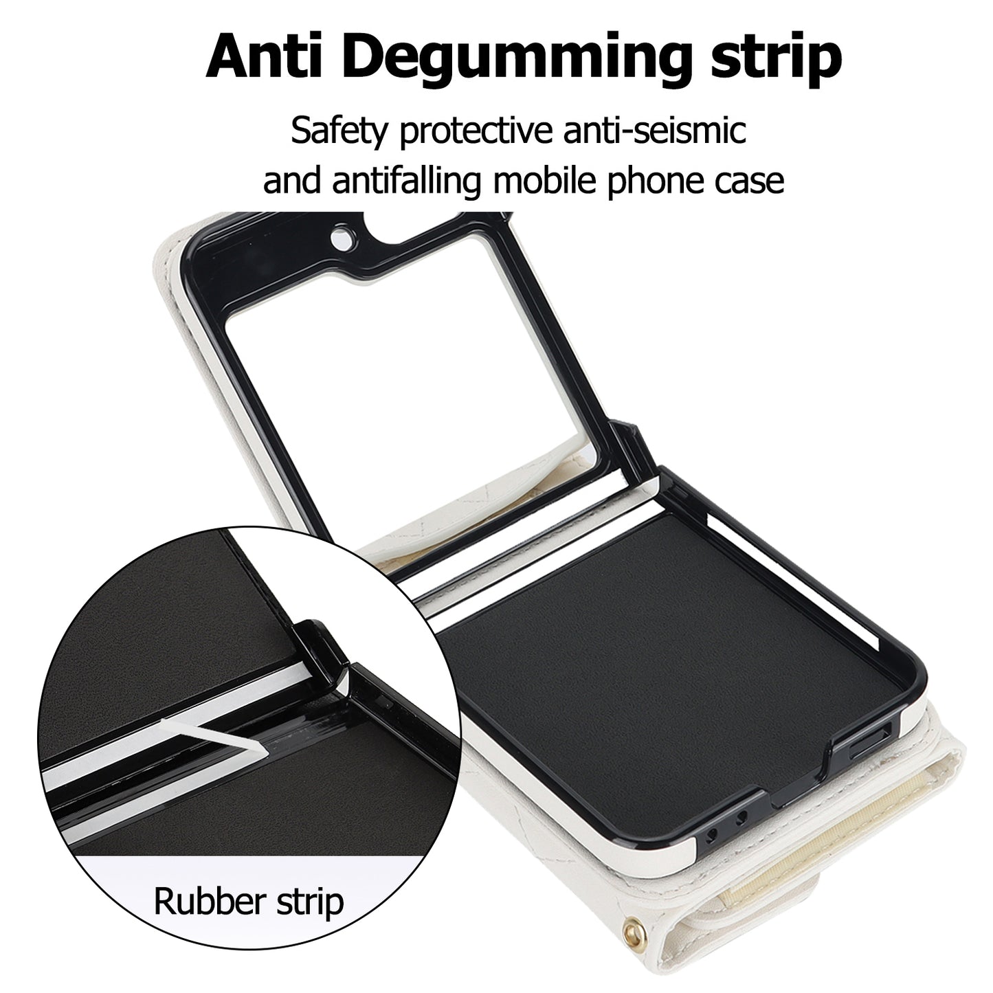 ZD 03 for Samsung Galaxy Z Flip6 5G Case Bag Design PU Leather Crossbody Phone Cover RFID Blocking - White