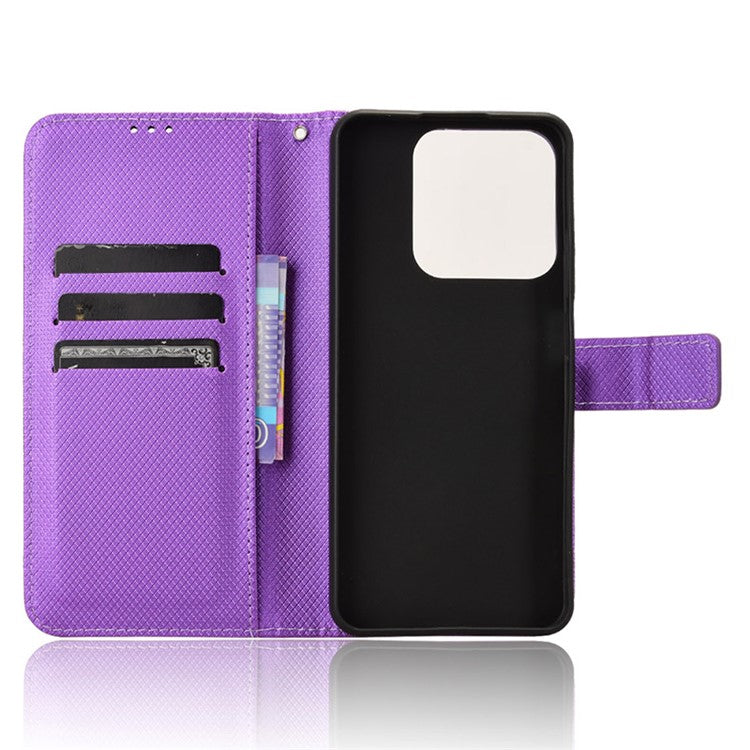 For Realme C63 4G / C61 4G / Narzo N63 4G Case Leather Phone Cover Diamond Texture - Purple