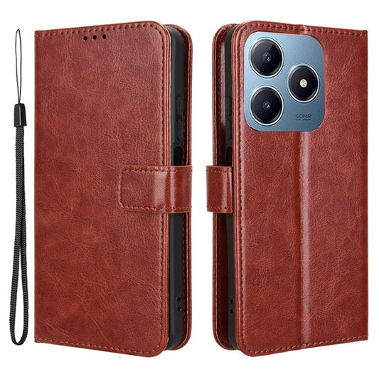 For Realme C63 4G / C61 4G / Narzo N63 4G Case Wallet PU Leather Flip Phone Cover - Brown