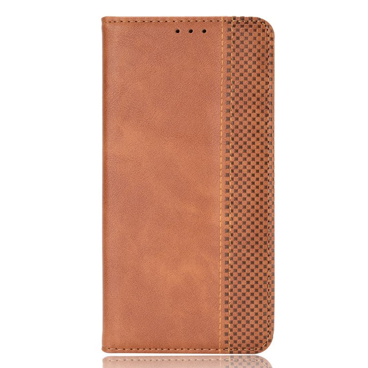 For Realme C63 4G / C61 4G / Narzo N63 4G Case PU Leather Retro Magnetic Shockproof Phone Cover - Brown