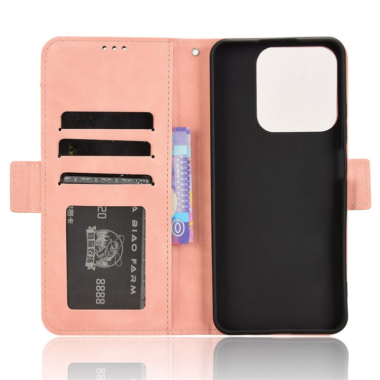 For Realme C63 4G / C61 4G / Narzo N63 4G Case Folio Stand Leather Phone Cover with Multiple Card Slots - Pink