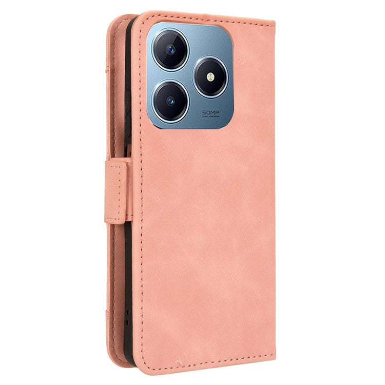 For Realme C63 4G / C61 4G / Narzo N63 4G Case Folio Stand Leather Phone Cover with Multiple Card Slots - Pink