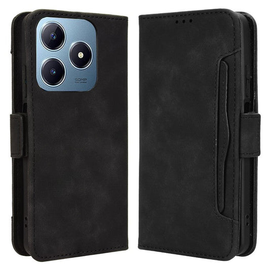 For Realme C63 4G / C61 4G / Narzo N63 4G Case Folio Stand Leather Phone Cover with Multiple Card Slots - Black