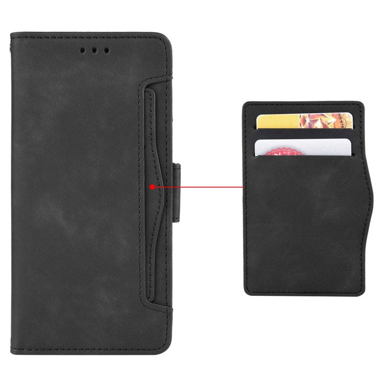 For Realme C63 4G / C61 4G / Narzo N63 4G Case Folio Stand Leather Phone Cover with Multiple Card Slots - Black